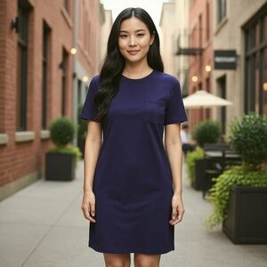 Womens NWT Talbots Blue T Shirt Dress Short Sleeve Crew Neck